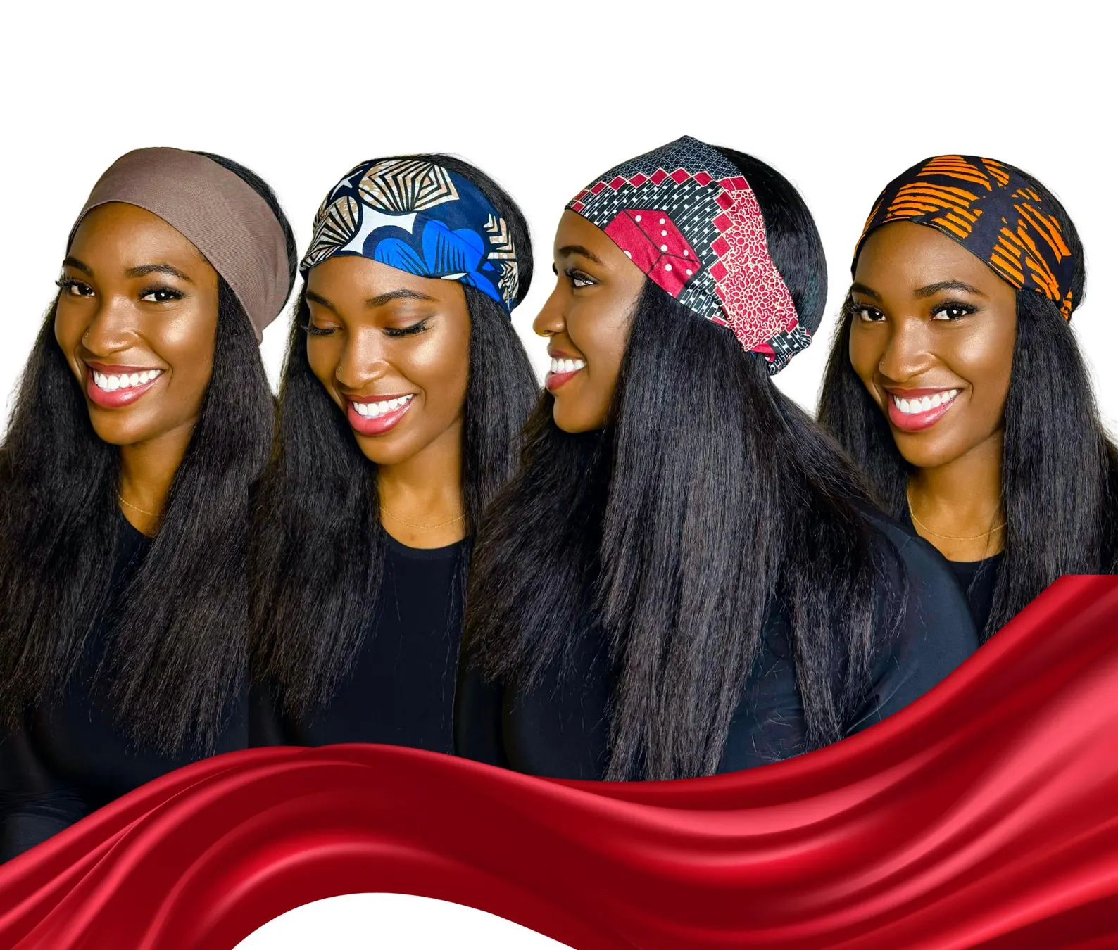 Bandeau d&rsquo;Ankara doublé de satin : imprimé vif, dos élastique