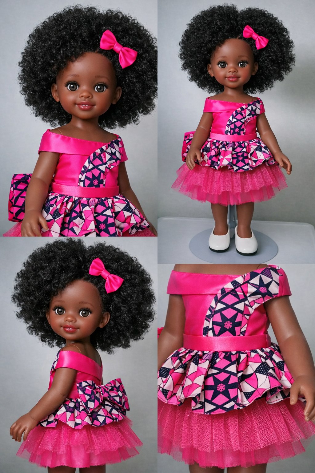 Poupée africaine en robe rose