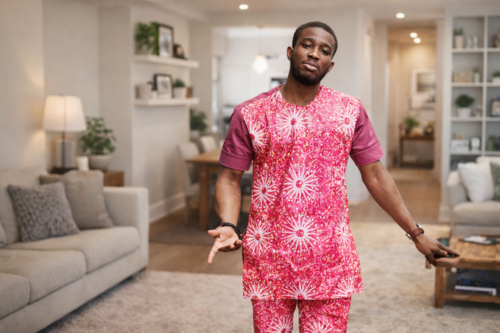 Ensemble traditionnel africain rouge élégant (haut + pantalon)